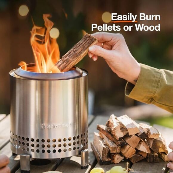 Solo Stove Mesa Tabletop Fire Pit Silver, Smokeless, Wood/Pellet, w/ Stand - Picture 3 of 9